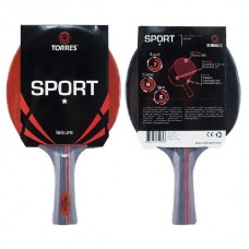 Ракетка для н/т TORRES Sport 1*, арт.TT0005, для любителей, накладка 1,5 мм, конич. ручка